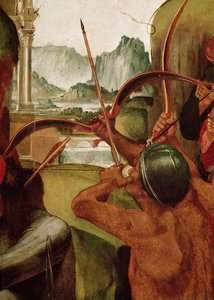 Aziz Sebastian Şehitliği, bir okçu detayı (165896 detayı) by Luca Signorelli