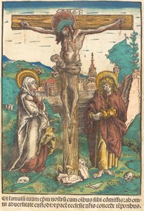 Bakire ve Aziz John Arasındaki Haç Üzerindeki İsa by Lucas Cranach the Elder
