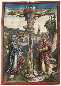 Bakire ve Aziz John arasındaki Haç Üzerindeki İsa, 1503. by Lucas Cranach the Elder