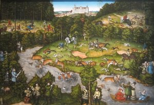 Hartenfels Kalesi yakınında avcılık by Lucas Cranach the Elder
