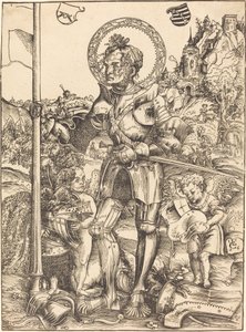 Aziz George Ayakta, İki Melekle by Lucas Cranach the Elder