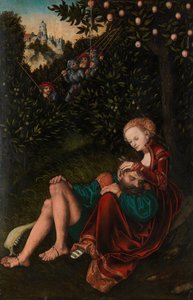 Samson ve Delilah, yak. 1528-30. by Lucas Cranach the Elder