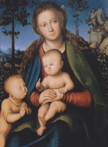 Bakire ve Çocuk ile Bebek Aziz John by Lucas Cranach the Elder