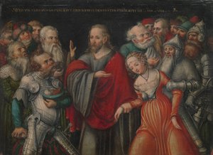 İsa ve Zina, ca. 1545-50. by Lucas Cranach the Younger