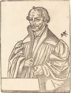 Philip Melanchton, Yarım Boy Sola Doğru, Göğüs Dekoltesinin Arkasında Duruyor by Lucas Cranach the Younger