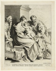 Aziz Elisabeth ve Bebek Vaftizci Yahya ile Kutsal Aile by Lucas Emil Vorsterman