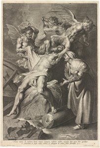 Şeytanlar Tarafından Eziyet Edilen ve Karısı Tarafından Suistimal Edilen İş by Lucas Emil Vorsterman after Sir Peter Paul Rubens