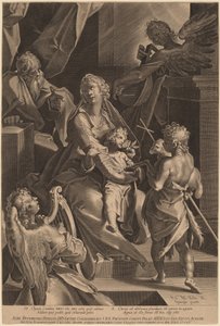 Kutsal Aile ve İki Melek by Lucas Kilian, after Bartholomaeus Spranger