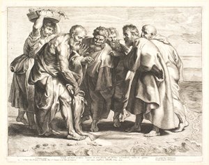 St. Peter bir balıkta hazine parayı bulur by Lucas Vorsterman