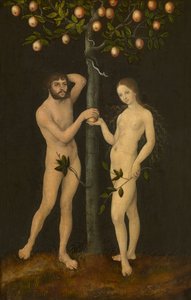 Adem ve Havva (panel üzeri yağlı boya)