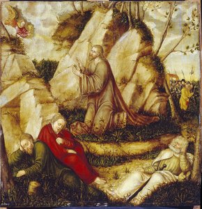 Zeytin bahçesindeki ızdırap (bahçedeki ıstırap). Lucas Cranach, the Elder (1472-1553), ahşap üzerine yağlı boya tablosu. alman sanatı by Lucas the Elder Cranach