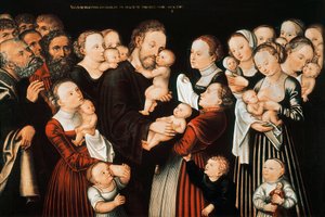 İsa ve çocuklar by Lucas the Elder Cranach