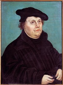Martin Luther (1483-1546) Alman dini reformcu portresi. Lucas Cranach Eski (ya da Eski) tarafından boyama by Lucas the Elder Cranach