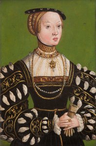 Avusturya Elizabeth (1526–1545), c.1551 (bakır üzerine yağ) by Lucas the Younger (school of) Cranach