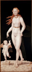 Lucas Cranach genç (1515-1586) 1540 yaklaşık Venüs ve Aşk Tanrısı Boyama. karartmak 196 x 89 cm Münih, Alte Pinakothek