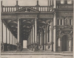 Korint Sütunlarıyla Desteklenen Açık Salon by Lucas van Doetechum and Johannes