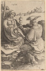 Bir Peyzajda Oturan Bir Asilzade ve Bir Hanımefendi by Lucas van Leyden