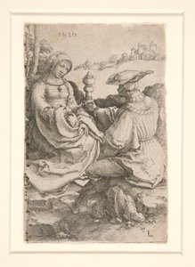 Bir Peyzajda Oturan Bir Asilzade ve Bir Hanımefendi by Lucas van Leyden