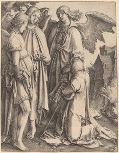 İbrahim ve Üç Melek by Lucas van Leyden