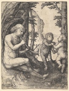 Trompetli çocuk, yak. 1507. by Lucas van Leyden
