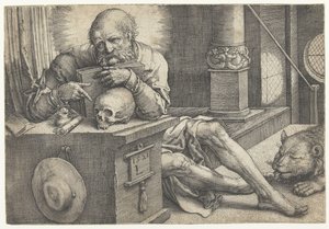 Aziz Jerome çalışma odasında by Lucas van Leyden