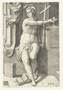 İnanmak Fides (nesne üzerindeki başlık) Yedi Erdem (dizi başlığı) by Lucas van Leyden
