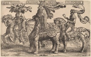 Truvalı Hector, Makedonyalı İskender, Julius Caesar by Lucas van Leyden