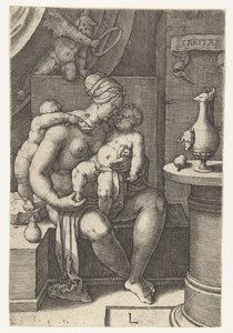 Aşk Caritas (nesne üzerindeki başlık) Yedi Erdem (dizi başlığı) by Lucas van Leyden