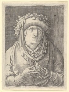 Üzümlü Yaşlı Kadın, yak. 1523. by Lucas van Leyden