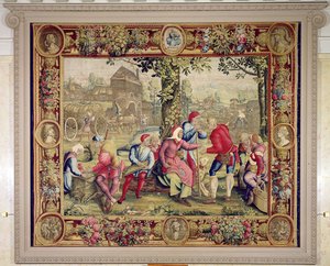 Biçerdöverlere Ödeme, Gobelins Atölyesi (goblen) by Lucas van Leyden