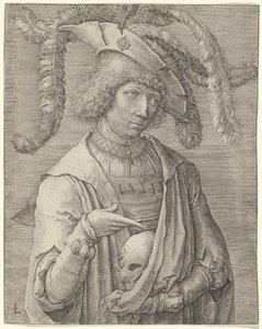 Kafatası Olan Genç Bir Adamın Portresi by Lucas van Leyden