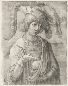 Kafatası Olan Genç Bir Adamın Portresi, c. 1519. by Lucas van Leyden
