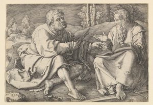 St. Bir Manzarada Oturan Peter ve Paul, 1527. by Lucas van Leyden