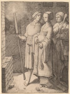 Meşaleli Adam ve Bir Aptalın Takip Ettiği Kadın by Lucas van Leyden