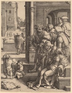 Şair Virgil Bir Sepette Askıya Alındı by Lucas van Leyden