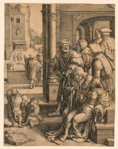 Şair Virgil Bir Sepette Askıya Alındı by Lucas van Leyden