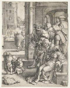 Bir Sepette Asılmış Şair Virgil, 1525. by Lucas van Leyden