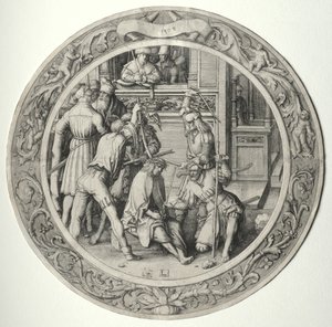 Yuvarlak Tutku: Dikenlerle Taçlanan İsa by Lucas van Leyden