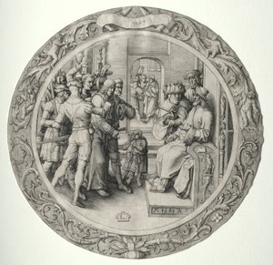 Yuvarlak Tutku: Başrahipten önce İsa, 1509. by Lucas van Leyden