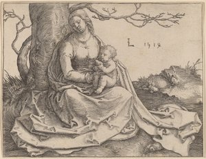 Bir Ağacın Altında Oturan Bakire by Lucas van Leyden