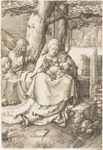 İki Melekli Bakire ve Çocuk by Lucas van Leyden