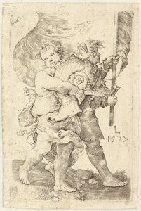 Kasklı ve Standart İki Erkek Çocuk, 1527. by Lucas van Leyden
