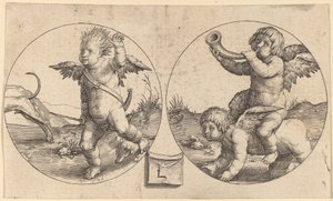 İki Dairede İki Aşk Tanrısı by Lucas van Leyden
