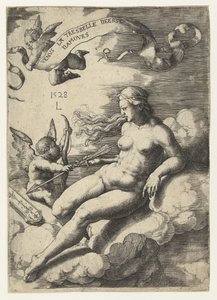 Venüs ve Aşk Tanrısı Venus la tresbelle deese damours (nesnedeki başlık) by Lucas van Leyden