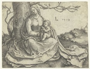 Bir Ağacın Altında Oturan Bakire ve Çocuk by Lucas van Leyden