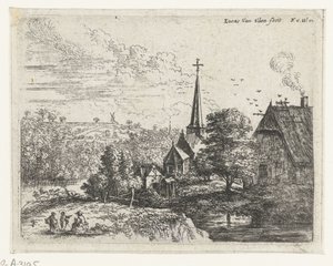 Bir nehir üzerinde bulunan köy Küçük manzaralar (dizi başlığı) by Lucas van Uden