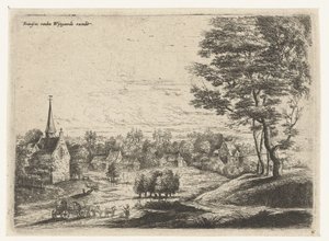 Kapalı vagonlu bir köy manzarası Beş manzara (dizi başlığı) by Lucas van Uden