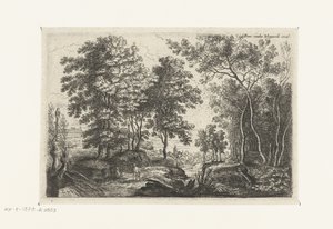 Bir ormanın içinden bir dere ile manzara Altı manzara (dizi başlığı) by Lucas van Uden