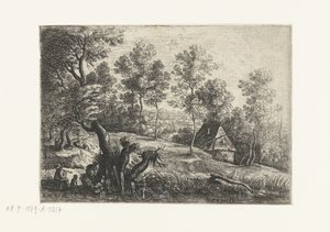 Bir ev ve bir kuyu ile manzara Beş manzara (dizi başlığı) by Lucas van Uden