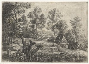Bir ev ve bir kuyu ile manzara Beş manzara (dizi başlığı) by Lucas van Uden